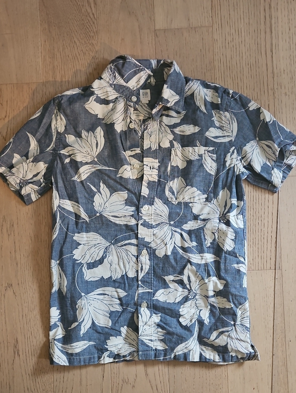 GAP Boys Blue Floral Short-Sleeve Button-Down Shirt